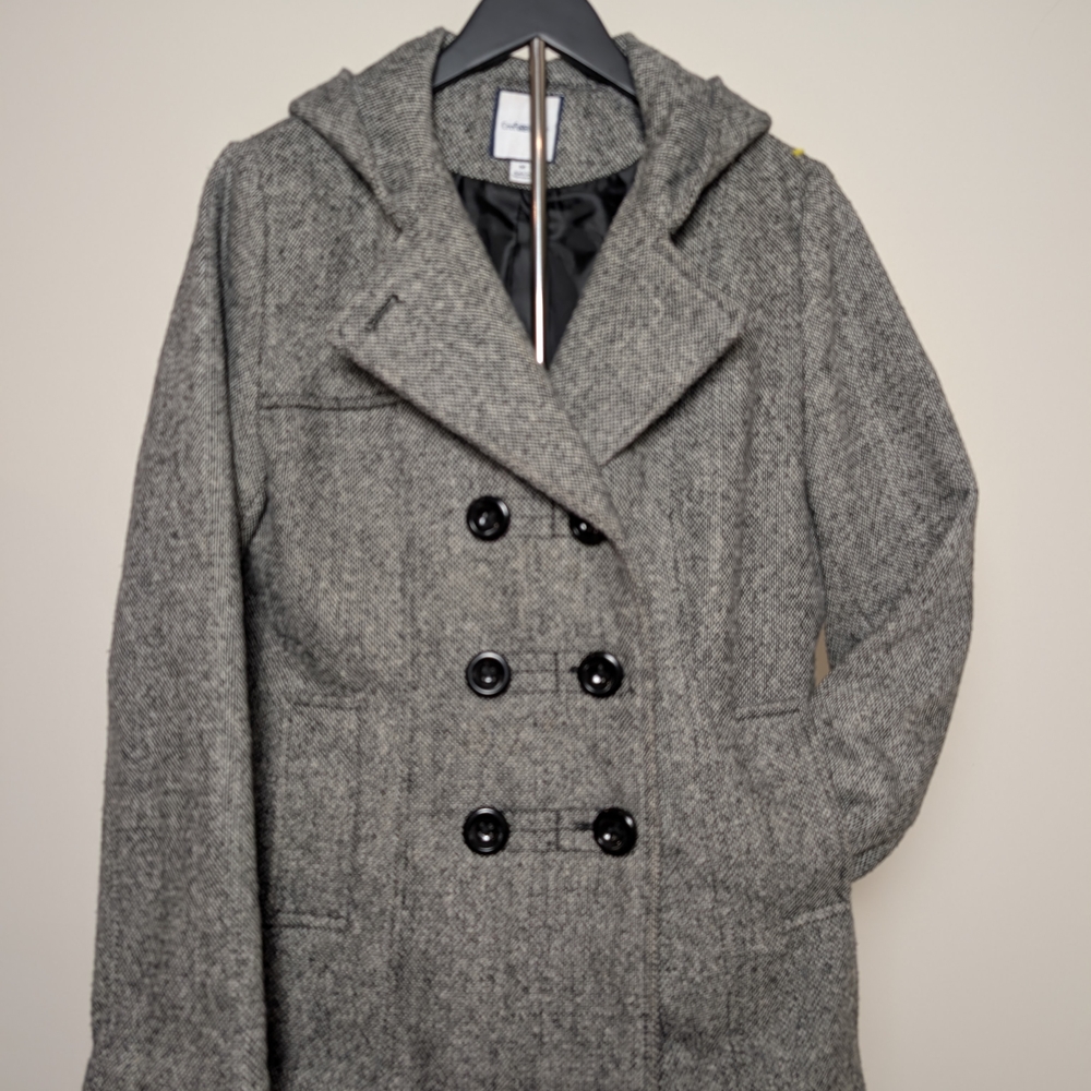 Gray Double-Breasted Wool Blend Women's Coat Size M